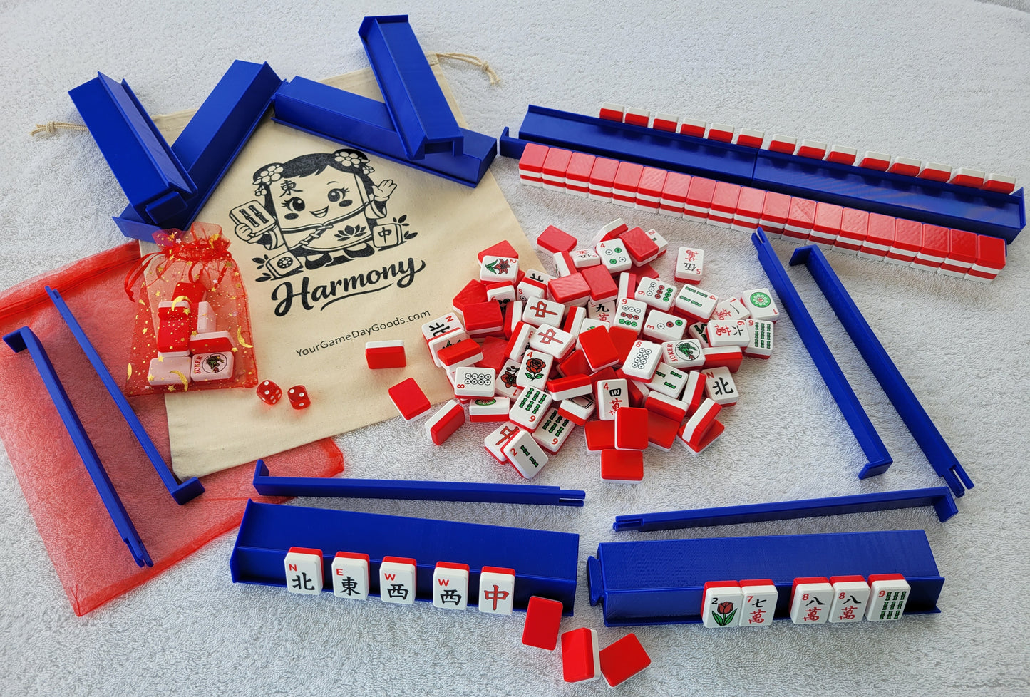 Harmony 3D Printed Full Size Mah Jongg Travel Set - Red