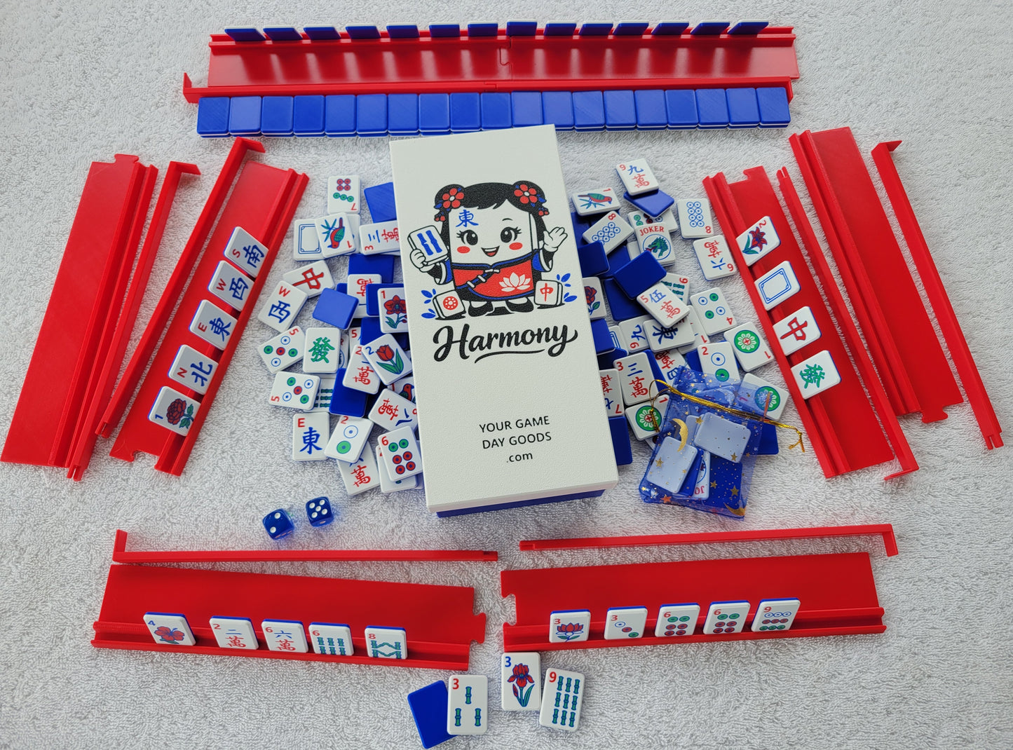 Harmony 3D Printed Compact Mah Jongg Travel Set - Patriotic Edition