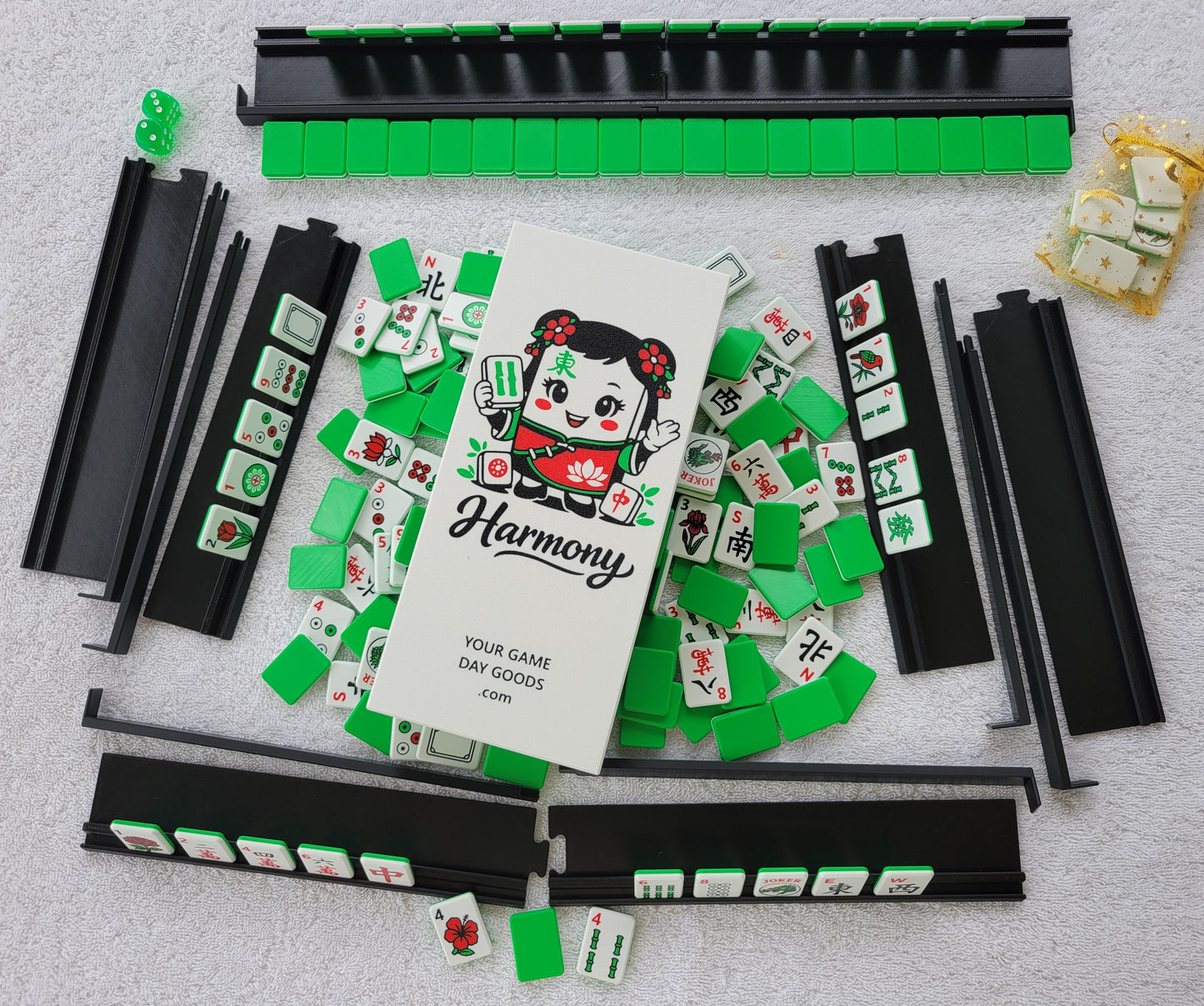 3d printed mah jongg tiles magenta lime cyan red green black high resolution multicolor smooth face floating lightweight