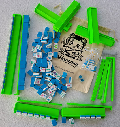 Harmony 3D Printed Full Size Mah Jongg Travel Set - Cyan