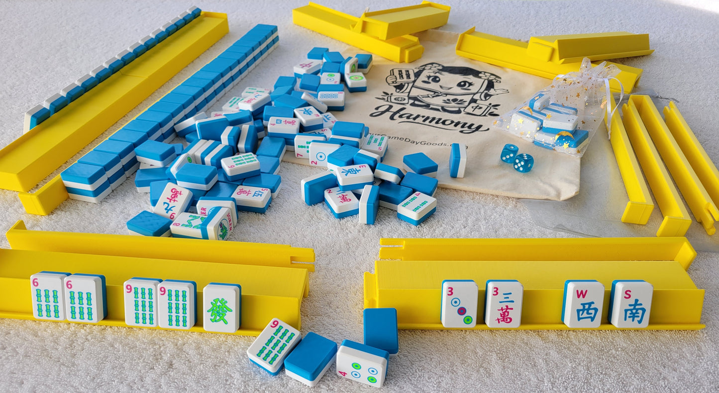 Harmony 3D Printed Full Size Mah Jongg Travel Set - Cyan