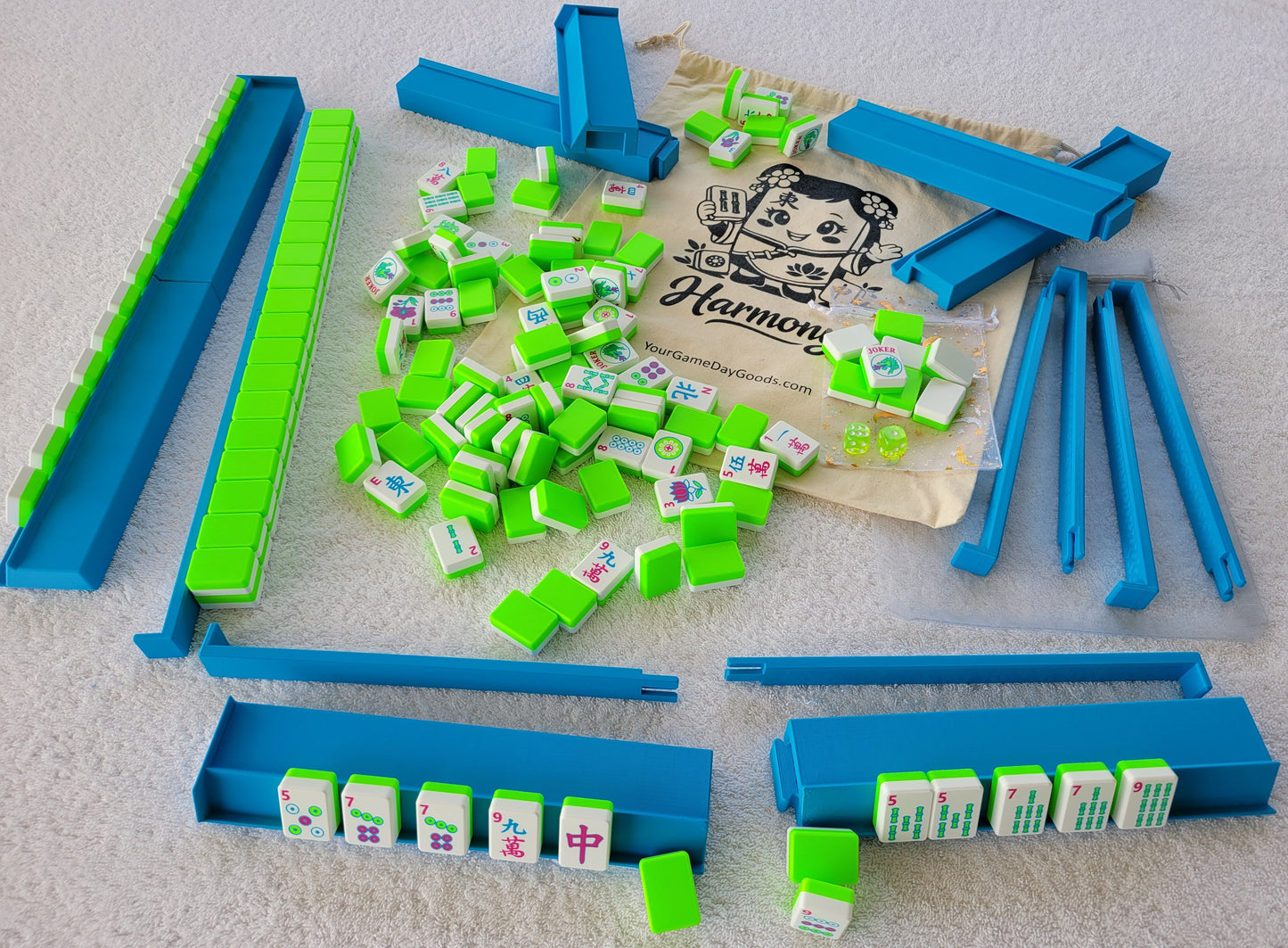 Harmony 3D Printed Full Size Mah Jongg Travel Set - Lime