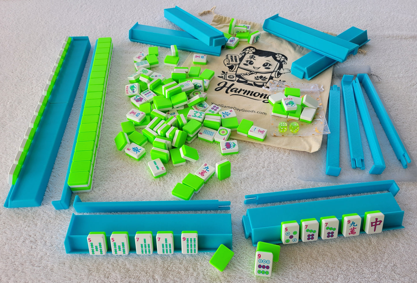 Harmony 3D Printed Full Size Mah Jongg Travel Set - Lime