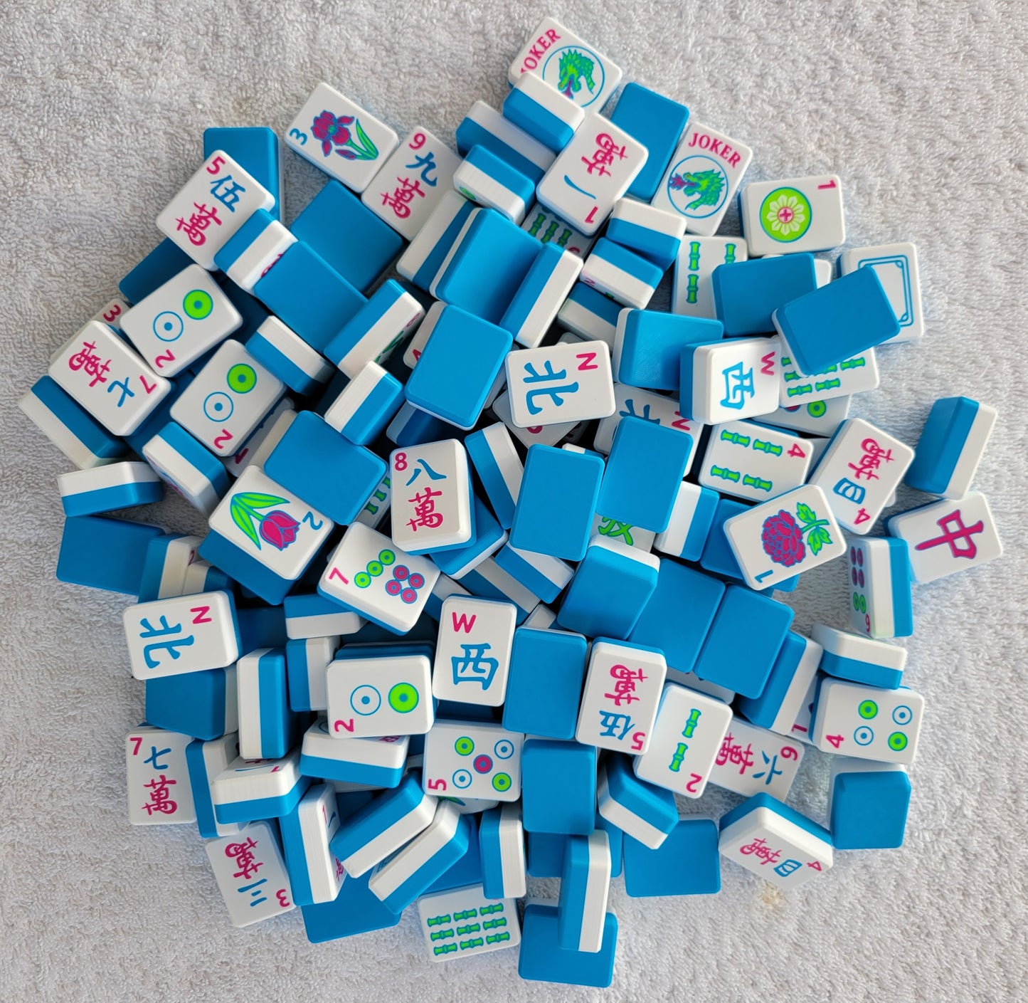 Harmony 3D Printed Full Size Mah Jongg Travel Set - Cyan