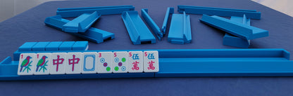 Harmony 3D Printed Full Size Mah Jongg Travel Set - Thin Racks - Cyan Tiles