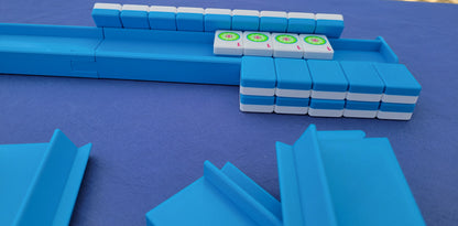 Harmony 3D Printed Full Size Mah Jongg Travel Set - Thin Racks - Cyan Tiles