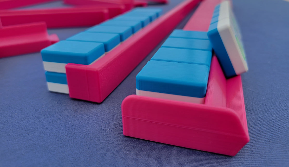 Harmony 3D Printed Full Size Mah Jongg Travel Set - Thin Racks - Cyan Tiles