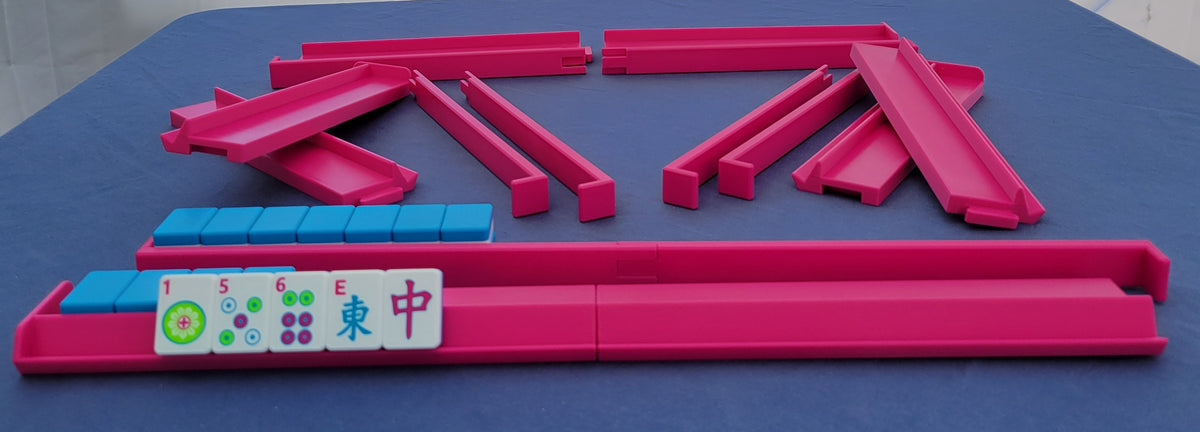 Harmony 3D Printed Full Size Mah Jongg Travel Set - Thin Racks - Cyan Tiles