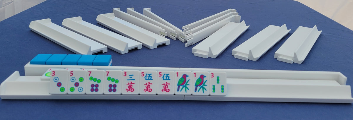 Harmony 3D Printed Full Size Mah Jongg Travel Set - Thin Racks - Cyan Tiles