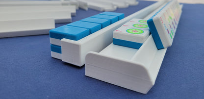Harmony 3D Printed Full Size Mah Jongg Travel Set - Thin Racks - Cyan Tiles