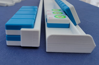 Harmony 3D Printed Full Size Mah Jongg Travel Set - Thin Racks - Cyan Tiles