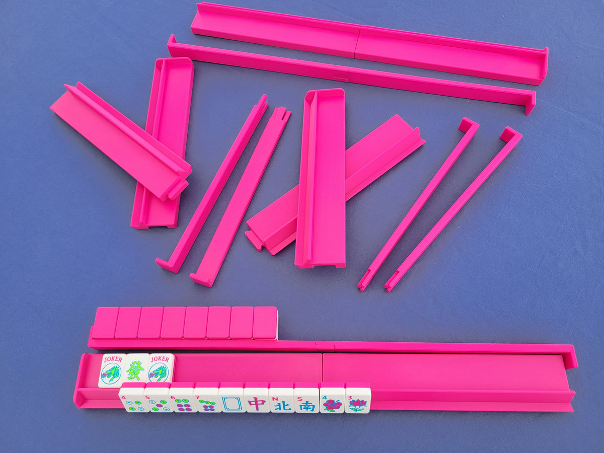 Harmony 3D Printed Full Size Mah Jongg Travel Set - Thin Racks - Magenta Tiles