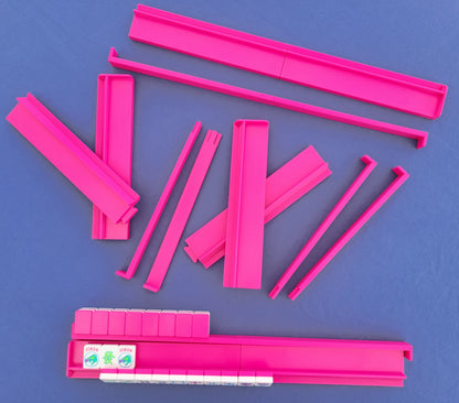 Harmony 3D Printed Full Size Mah Jongg Travel Set - Thin Racks - Magenta Tiles