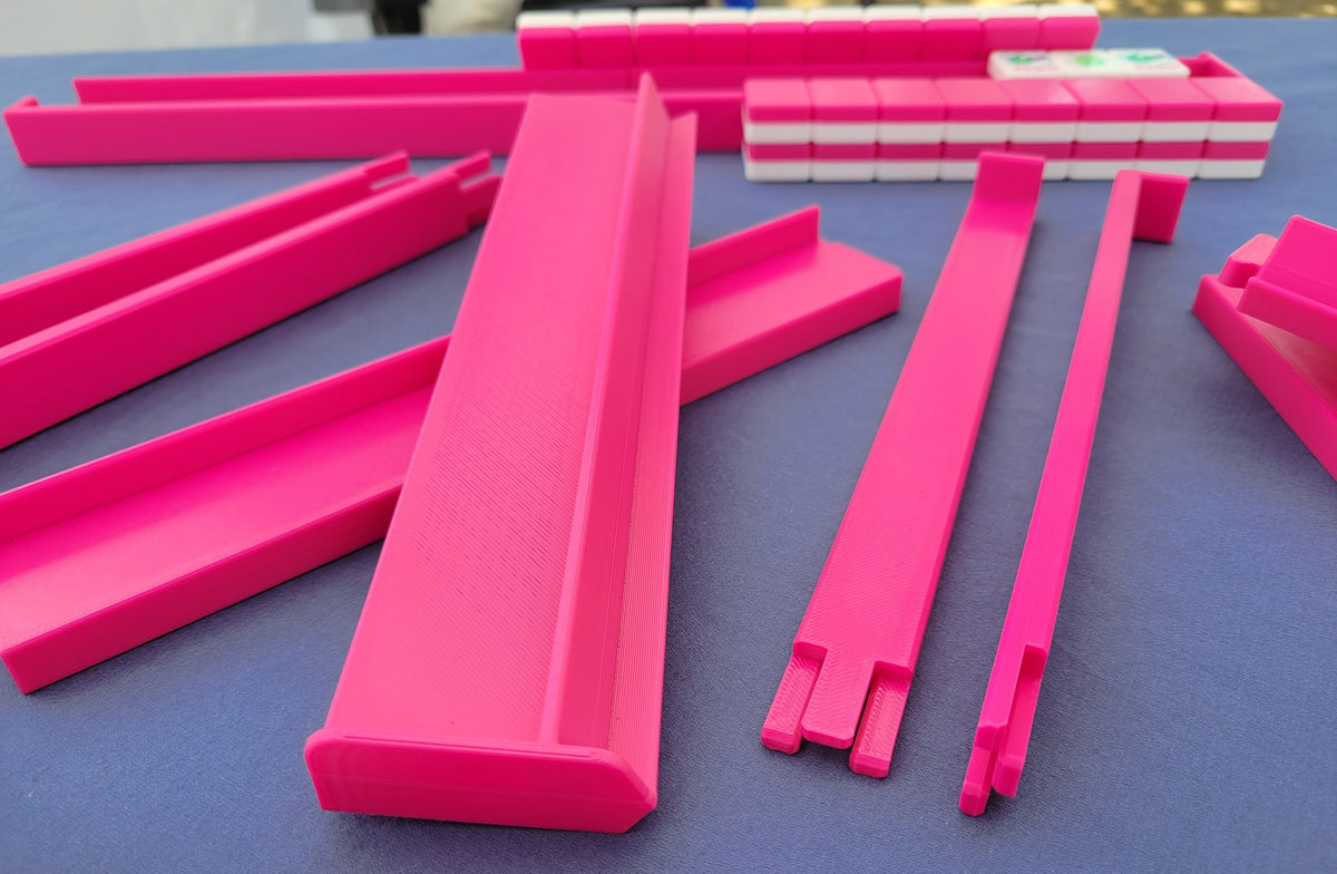 Harmony 3D Printed Full Size Mah Jongg Travel Set - Thin Racks - Magenta Tiles
