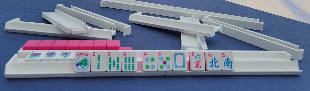 Harmony 3D Printed Full Size Mah Jongg Travel Set - Thin Racks - Magenta Tiles