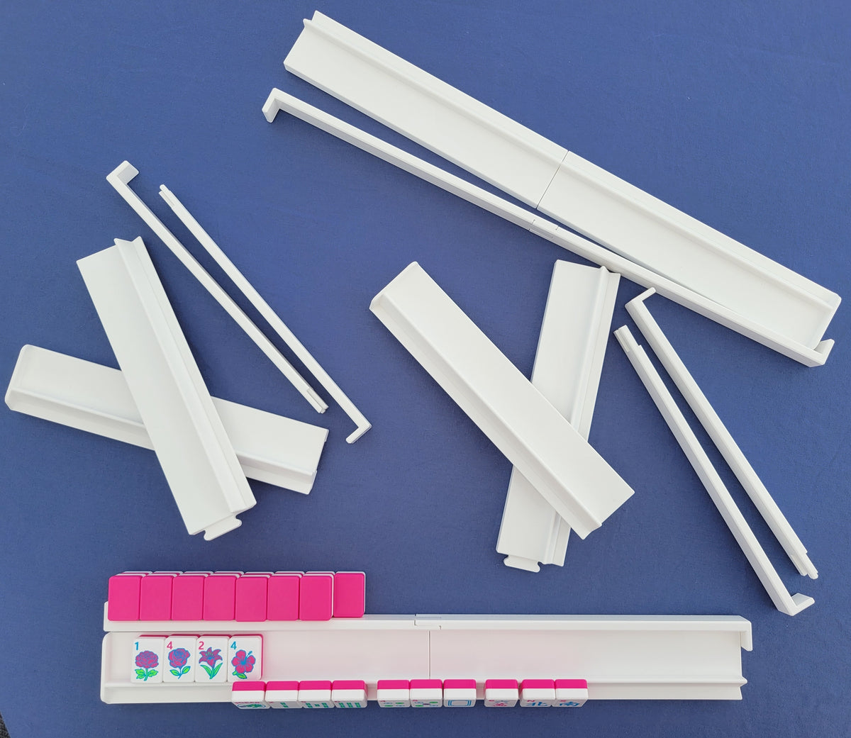 Harmony 3D Printed Full Size Mah Jongg Travel Set - Thin Racks - Magenta Tiles