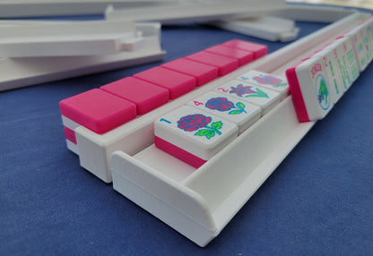 Harmony 3D Printed Full Size Mah Jongg Travel Set - Thin Racks - Magenta Tiles
