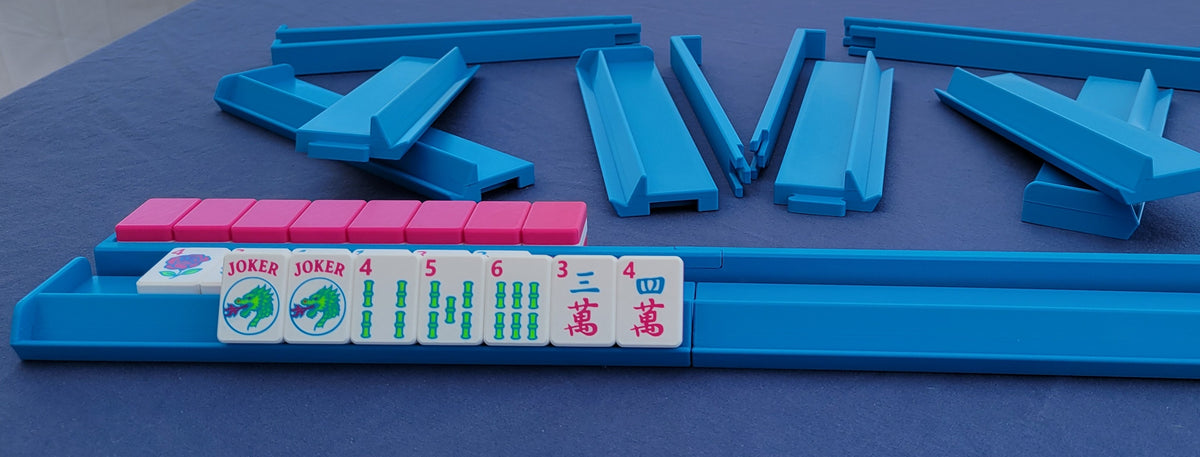 Harmony 3D Printed Full Size Mah Jongg Travel Set - Thin Racks - Magenta Tiles