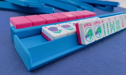 Harmony 3D Printed Full Size Mah Jongg Travel Set - Thin Racks - Magenta Tiles