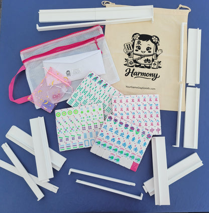 Harmony 3D Printed Full Size Mah Jongg Travel Set - Thin Racks - Magenta Tiles