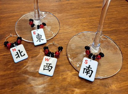 Mah Jongg Tile Wine Charms - Winds