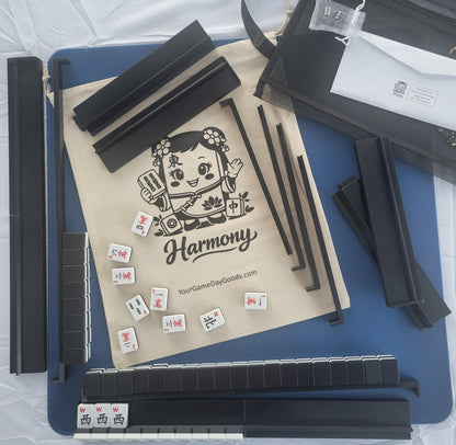 NEW! Harmony 3D Printed Full Size Mah Jongg Travel Set - Thin Racks - Black Tiles