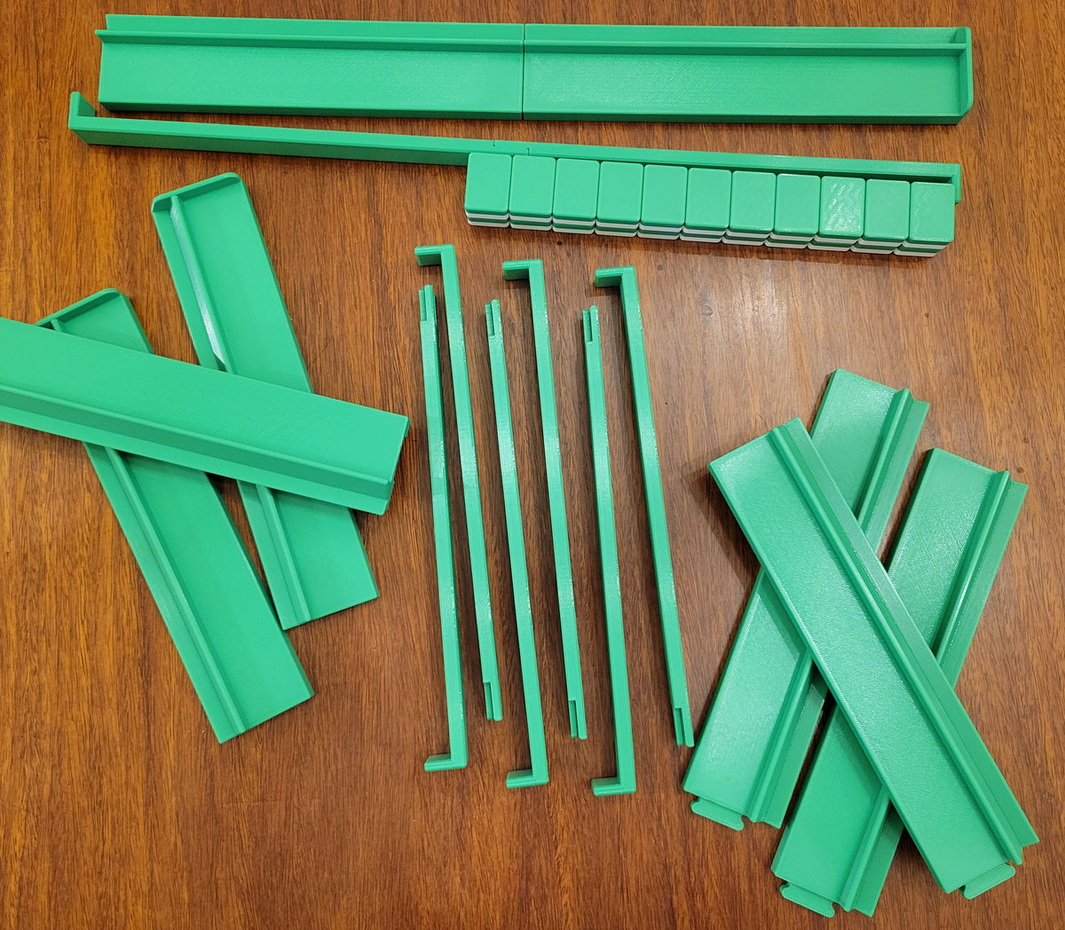 Harmony 3D Printed Full Size Mah Jongg Travel Set - Thin Racks - Green Tiles