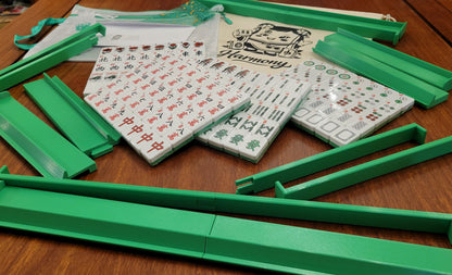 Harmony 3D Printed Full Size Mah Jongg Travel Set - Thin Racks - Green Tiles