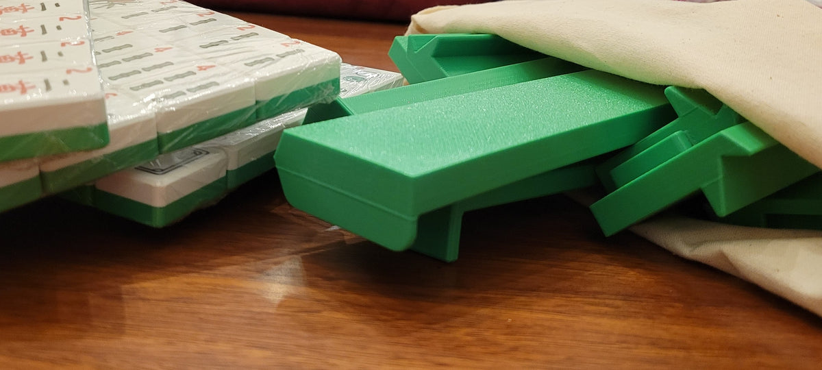 Harmony 3D Printed Full Size Mah Jongg Travel Set - Thin Racks - Green Tiles