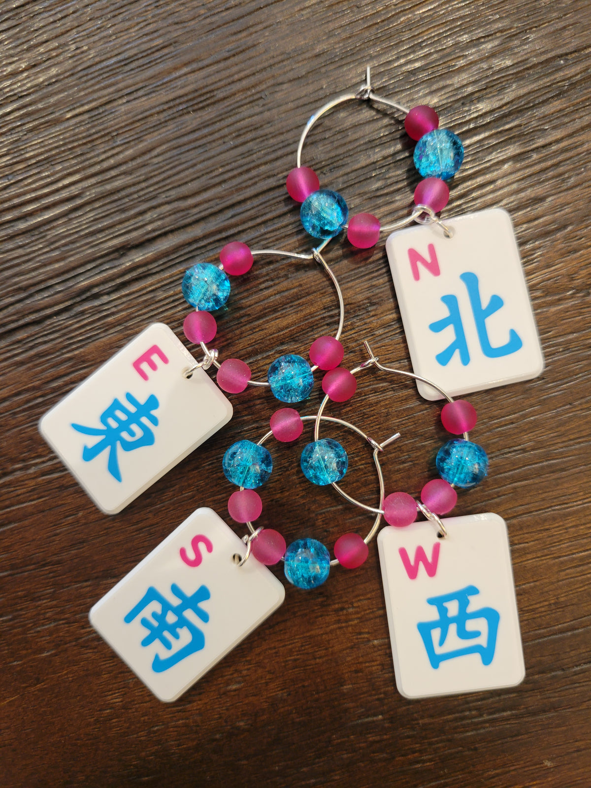Mah Jongg Tile Wine Charms - Winds