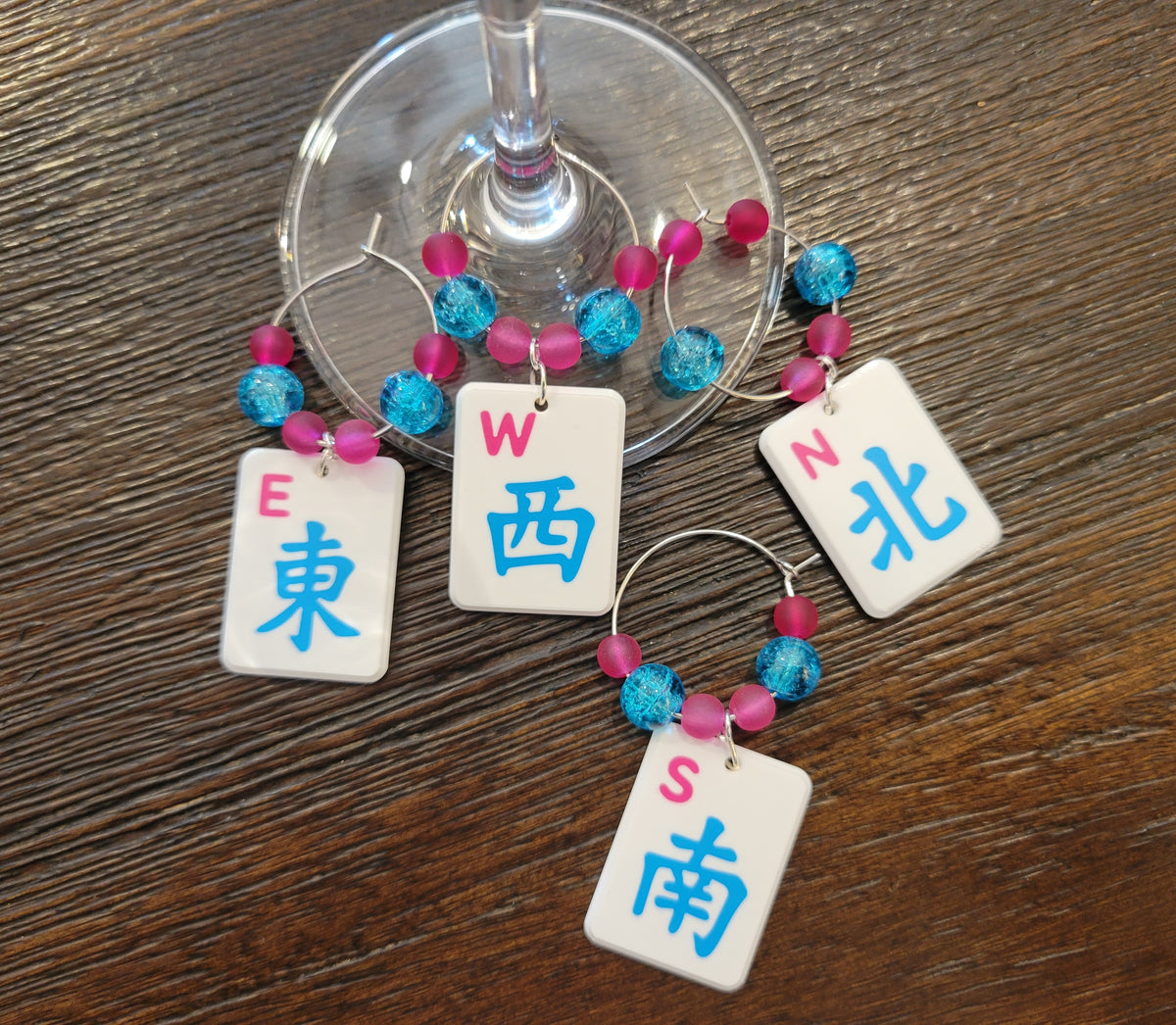 Mah Jongg Tile Wine Charms - Winds