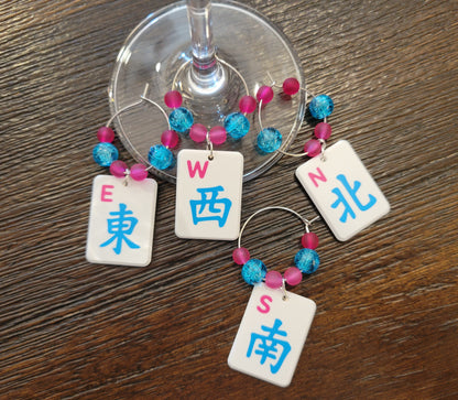 Mah Jongg Tile Wine Charms - Winds