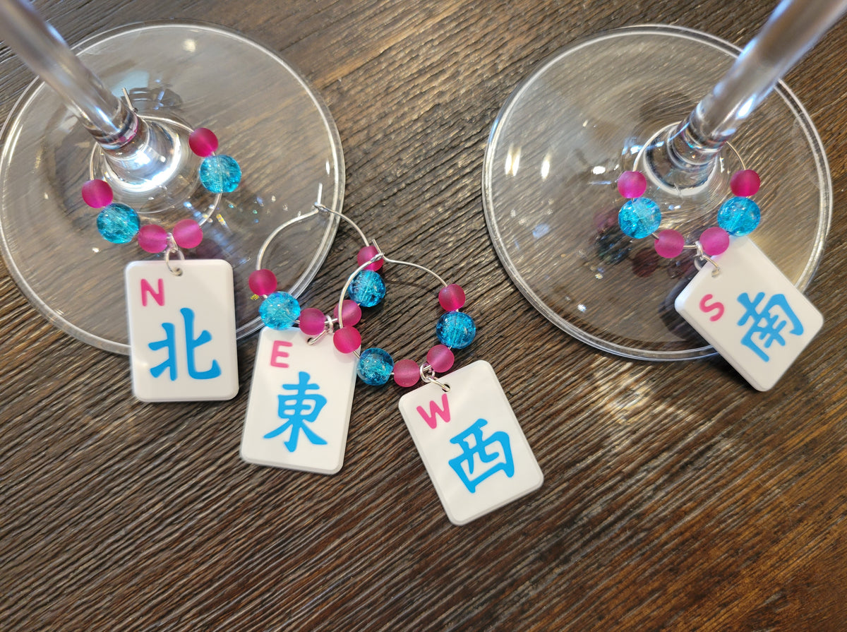 Mah Jongg Tile Wine Charms - Winds
