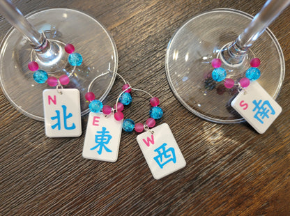 Mah Jongg Tile Wine Charms - Winds