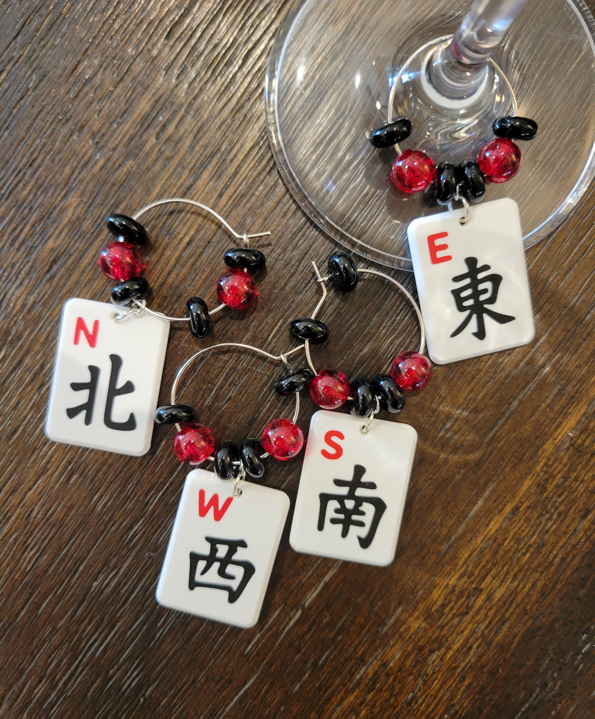 Mah Jongg Tile Wine Charms - Winds