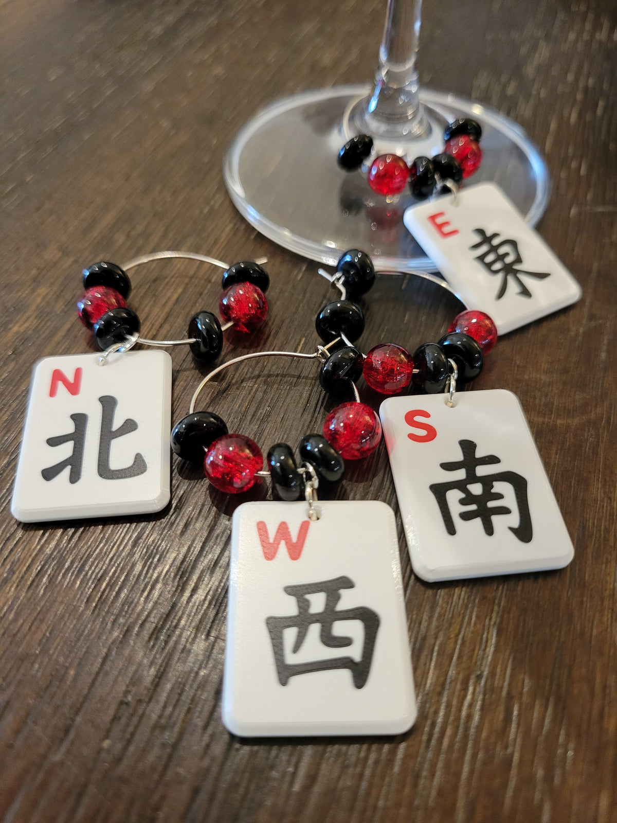 Mah Jongg Tile Wine Charms - Winds