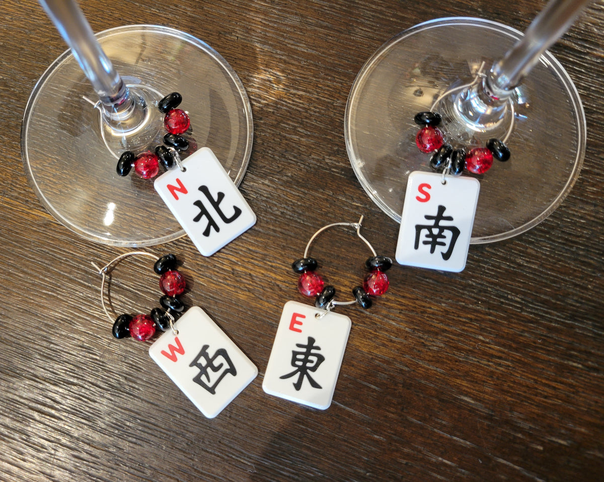 Mah Jongg Tile Wine Charms - Winds
