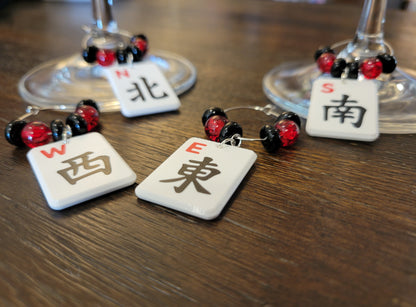 Mah Jongg Tile Wine Charms - Winds